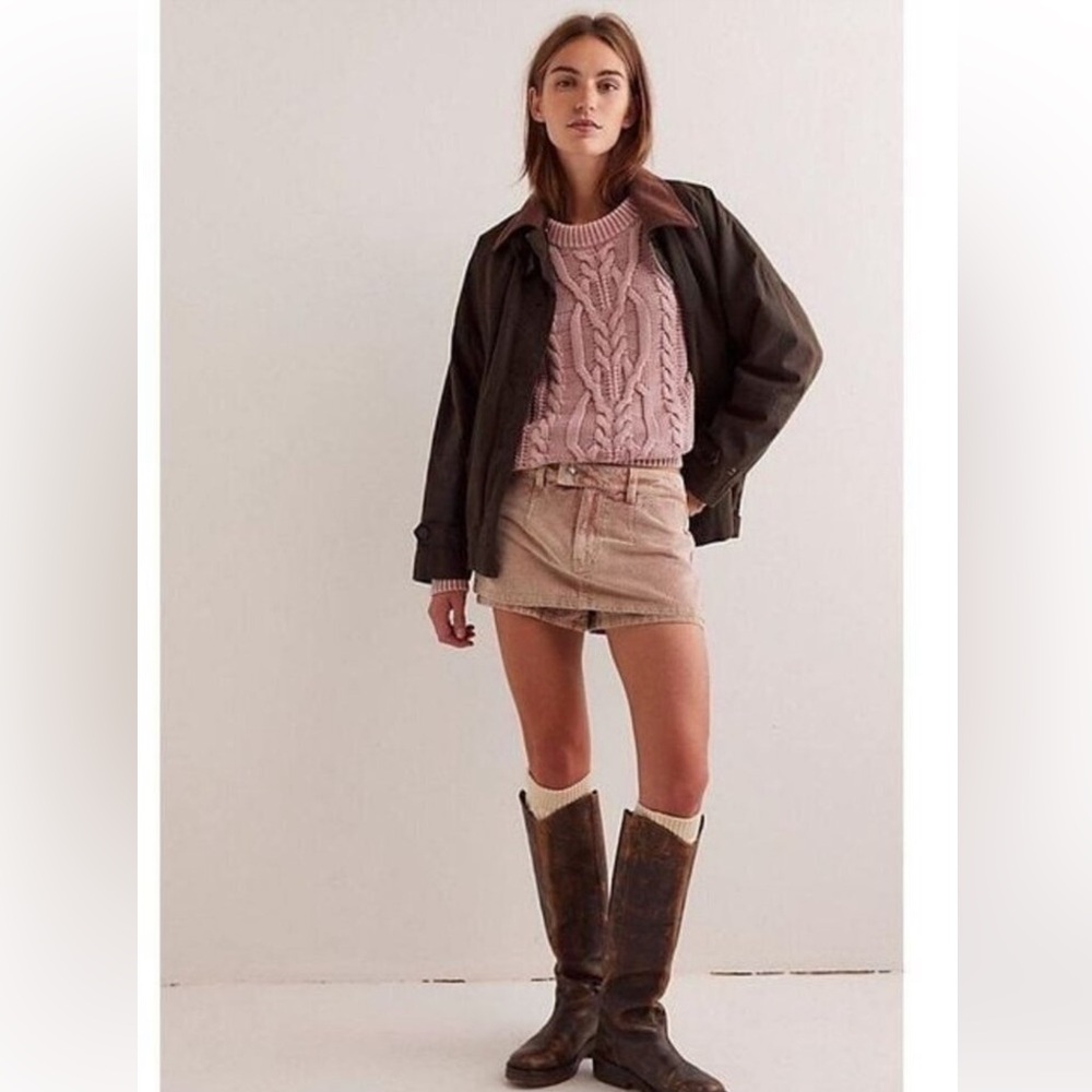 We The Free Gala-vanting Low Rise Mini Cord Skort Chocolate Truffle Size 27